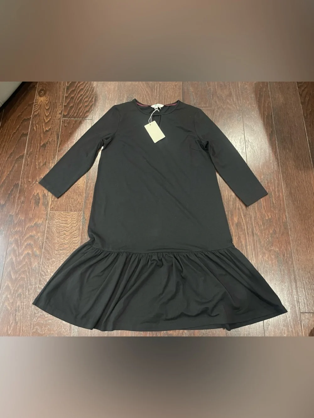 Boden Selena Jersey Knit 3/4 Sleeve Keyhole Shift Dress Black Size 2R NEW